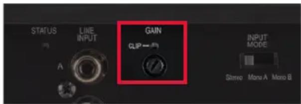 STATUS LINE INPUT A GAIN CLIP← INPUT MODE Stereo Mono A Mono B