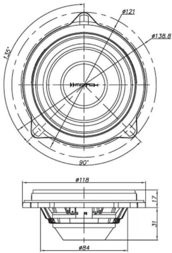 Ø121 Ø138.8 135° 90° Ø118 17 31 Ø84