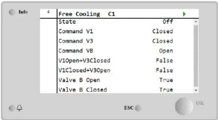 Info 4 Free Cooling C1 State Off Command V1 Closed Command V3 Closed Command VB Open V1Open+V3Closed False V1Closed+V3Open False Valve B Open True Valve B Closed True
