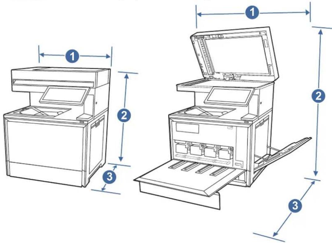 HP Color LaserJet Enterprise MFP 6800dn - Druckerabmessungen - 1
