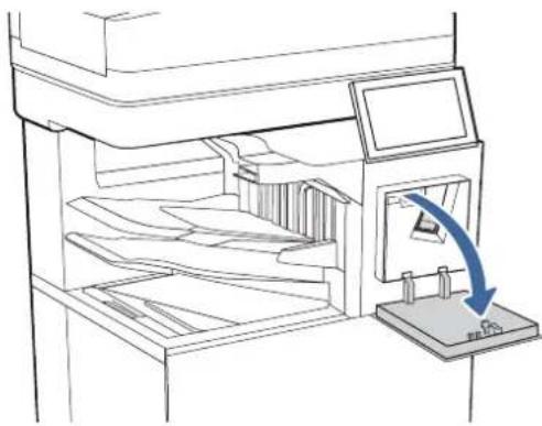 HP Color LaserJet Enterprise MFP 6800dn - Entfernen und Ersetzen des Heftklammernmagazins im Hefter/Stapler mit 3 Fächern - 1
