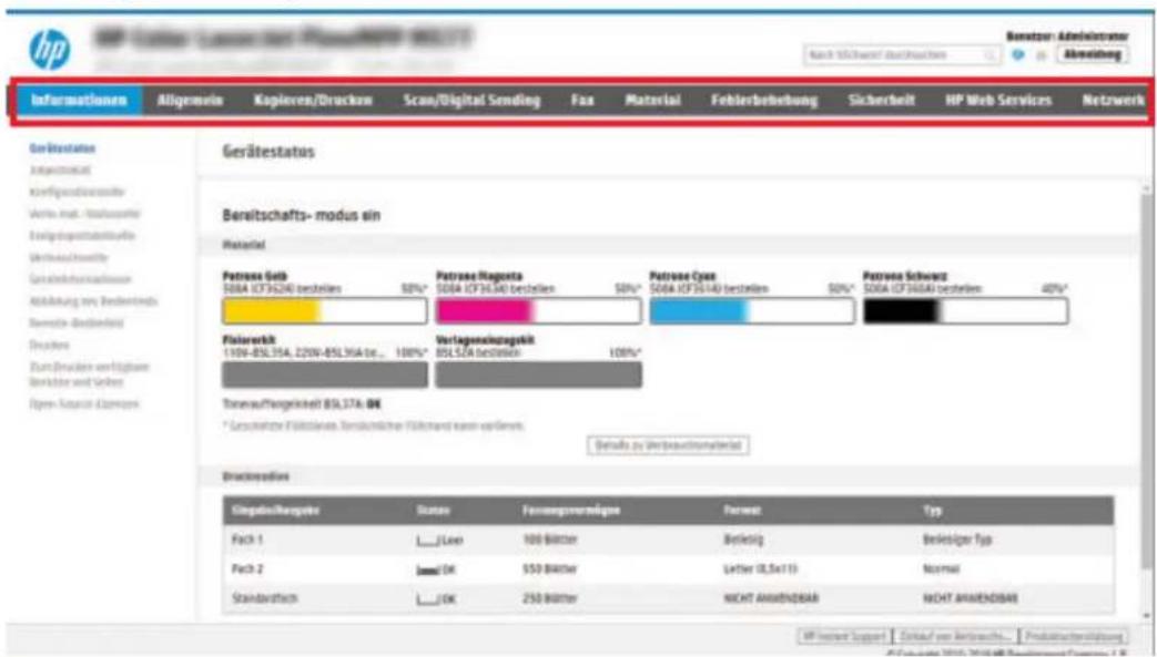HP Information Services Beratzen: Administrator Bank 50% Schwerf durchwirchen Allgemein Kopieren/Drucken Scan/Digital Sending Fax Material Fehlerbetriebung Sicherheit HP Web Services Netzwerk Gerätestatus Bereitschafts- modus ein Material Patrose Gold 500A ICF36240 bestellen 50%* Patrose Ragonta 500A ICF 36340 bestellen 50%* Patrose Cyze 500A ICF36140 bestellen 50% Patrose Schwaz 500A ICF36340 bestellen 40% Flüsselwerk 110V-8SL35A, 220V-8SL36A de... 100% Verlageneinzugsakti 8SL37A de... 100% Tensau/Tangrinkel BSL37A: OK * Zusatzlicher Flüsselware, Versicherlicher Vielfwand kann erfüllen. Benefits zu Verbrauchsmaterial Bruckmodaus Eingeln/Regulte Status Ferranungsstrategien Farwert Typ Fach 1 Lowe 100 Währter Berkeizig Berlesiger Typ Fach 2 lweil OK 550 Währter Leiter (UL5x11) Normal Strainverfahren Lowe OK 250 Währter NICHT AWRENDIBAB NICHT AWRENDIBAB