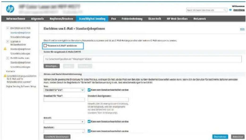 hp HP: Censor von E-Mail > StandardJoboptionen File Edit View Off Us (User) Microsoft Teams Anschaff Informationen Altigemela Kopieren/Drucken Scan/Bigital Sending Fax Fehlerbeziehung Sicherheit HP Web Services Netzwerk Einrichten von E-Mail > StandardJoboptionen Diese Funktion ermöglichtes Benutzers, Dokumente zu zusteuern und sie als E-Mail-Anbungsrechte oder mehrer E-Mail-Admission zu anders. "Scramen in E-Mail" aktiellen Server für ungehandes E-Mail (SMTP) Für Serviceanfriguration auf "Inoperating" wären Wrazutigen... Absatz- und Nachrichtverkaufstellung Wahlen Sie die gewichtete Einstellung für Index Policy. Undlagen Sie fest, obdar Feld von Benutzer undem Bedenkfeld bearstelt werden kann. Wären sich der Benutzer für bestimmte apfaren annaden muss, eräfte Staat der Registerante "Sirektell" die Barbausierung es ein, fast eine Anwendung erforderlich ist. Vors: Standard für "Vor": Kann vom Benutzerbarbeitet werden Standard für "Vor": Standard-Anzulgenmt: Innwicklos, Akt managlinser Einleitung, Stand testpriegt, wird der anzulgenmt und dem Bedenkfeld war in standard-Von-Verbalansgesitz. Buchst: Kann vom Benutzerbarbeitet werden Nachkrist: Kann vom Benutzerbarbeitet werden Unmittelte Bestellungen Übernehmen Abzeichen