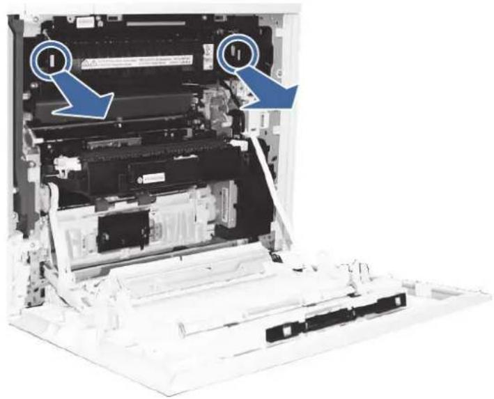 HP Color LaserJet Enterprise MFP 6800dn - Fehler durch Papierstau im Fixiererausgabebereich, wenn mit einem Hefter/Stapler oder einem Beistell-Finisher gedruckt wird - 3