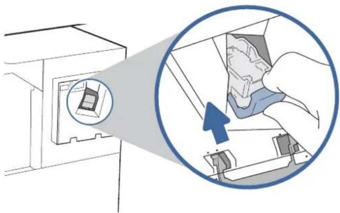 HP Color LaserJet Enterprise MFP 6800dn - Entfernen und Ersetzen des Heftklammernmagazins im Hefter/Stapler mit 3 Fächern - 4