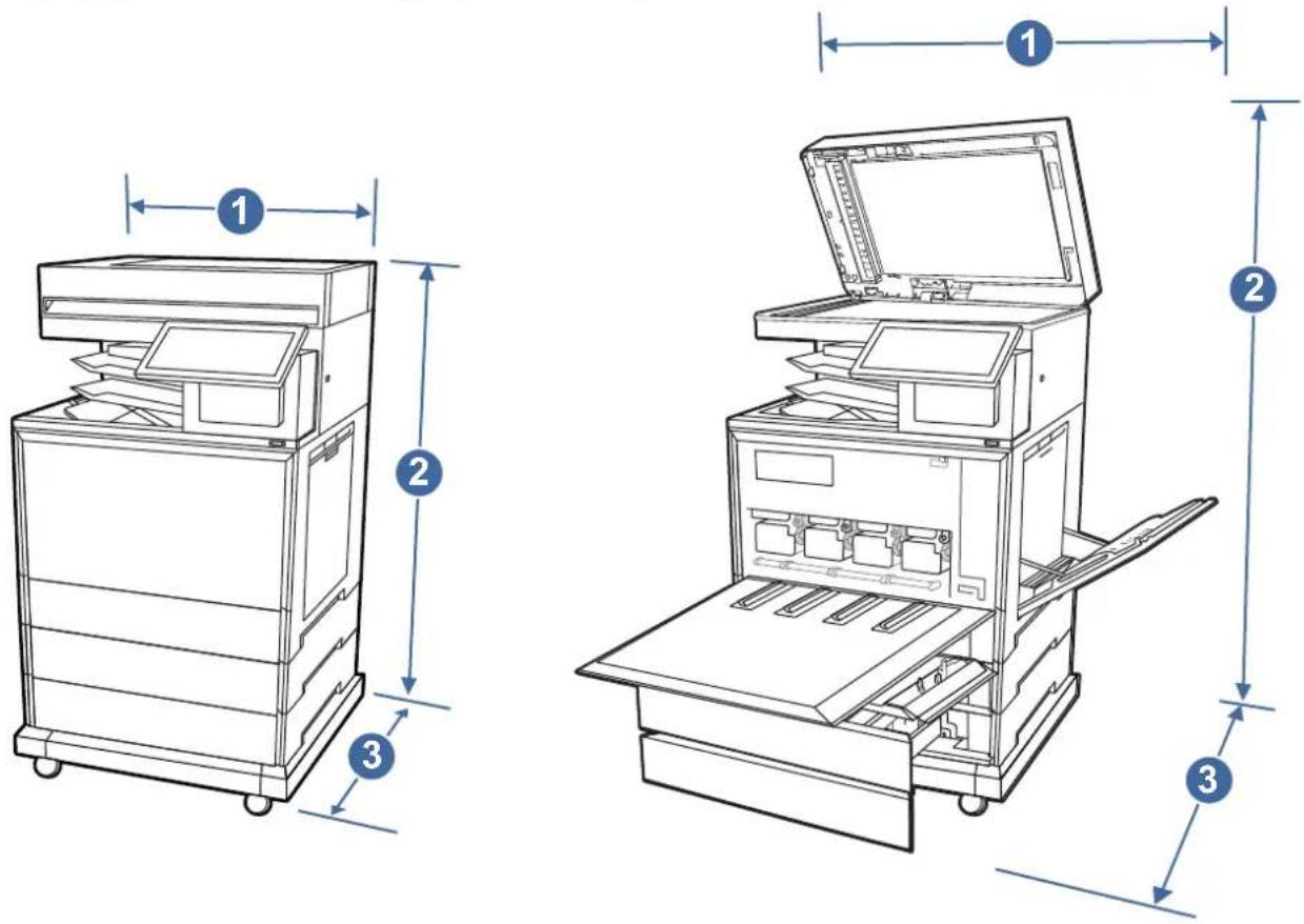 HP Color LaserJet Enterprise MFP 6800dn - Druckerabmessungen - 2