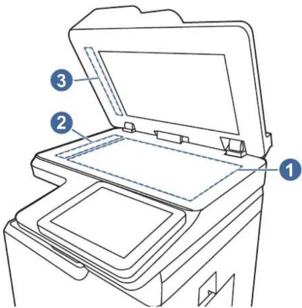 HP Color LaserJet Enterprise MFP 6800dn - Überprüfen des Scannerglases auf Schmutz und Flecken - 3