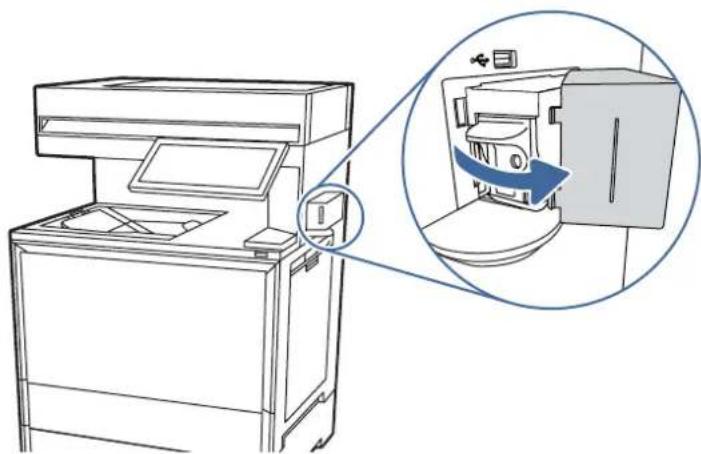 HP Color LaserJet Enterprise MFP 6800dn - Entfernen und Ersetzen des Heftklammernmagazins im manuellen Hefter - 1