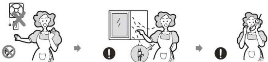 Illustration showing a woman's shopping behavior with warning symbols and three sequential stages of online shopping.