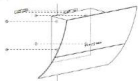 Technical diagram showing a 3D curved surface with labeled points and dashed lines indicating projection or reference planes.
