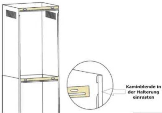 Kaminblende in der Halterung einrasten