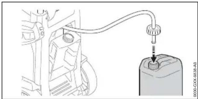 STIHL RE 150 Plus - Reinigungsmittel aus separaten Reinigungsmittelbehälter ansaugen - 1