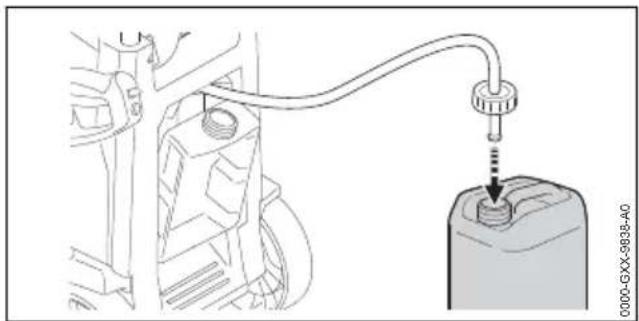 STIHL RE 150 Plus - Zasysanie środka czyszczącego z oddzielnego kanistra - 1
