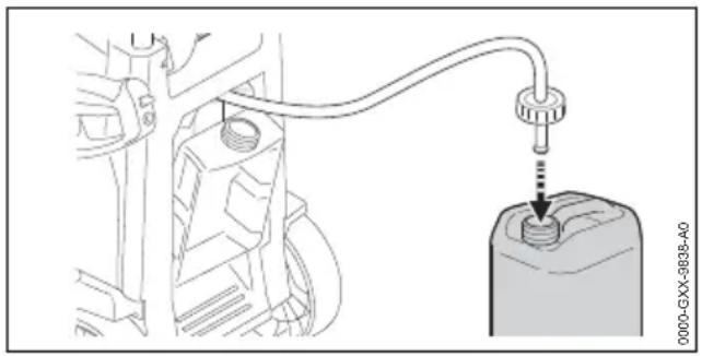 STIHL RE 150 Plus - Nasávání čistícího prostředku ze separátní nádoby s čisticím prostředkem - 1
