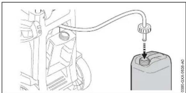 STIHL RE 150 Plus - Aspirarea detergentilor din recipientul de detergent - 1