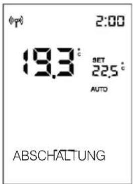 (p) 2:00 19,3° SET 22,5° AUTO ABSCHALTUNG