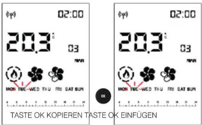 02:00 20.3°C 03 MAN MON TUE-WED THU FRU GAT SUN 02:00 20.3°C 03 MAN MON TUE-WED THU FRU GAT SUN OK TASTE OK KOPIEREN TASTE OK EINFÜGEN