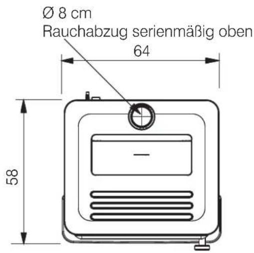 Ø 8 cm Rauchabzug serienmäßig oben 64 58