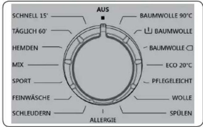 SCHNELL 15' TÄGLICH 60' HEMDEN MIX SPORT FEINWÄSCHE SCHLEUDERN AUS BAUMWOLLE 90°C BAUMWOLLE BAUMWOLLE ECO 20°C PFLEGELEICHT WOLLE SPÜLEN ALLERGIE