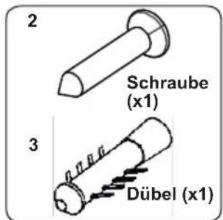 2 Schraube (x1) 3 Dübel (x1)