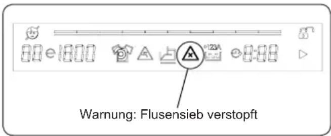 Warnung: Flusensieb verstopft