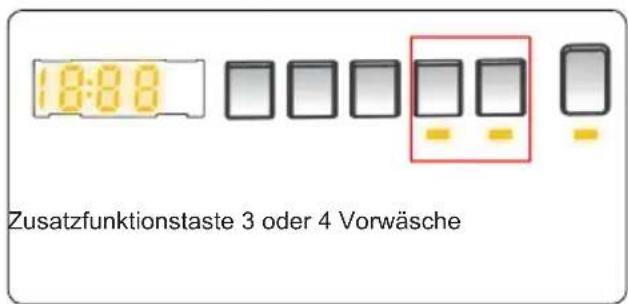18:00 Zusatzfunktionstaste 3 oder 4 Vorwäsche