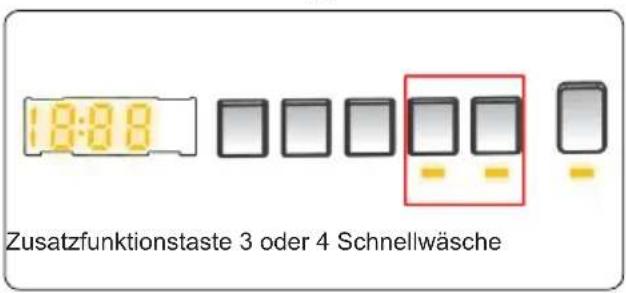 18:08 Zusatzfunktionstaste 3 oder 4 Schnellwäsche
