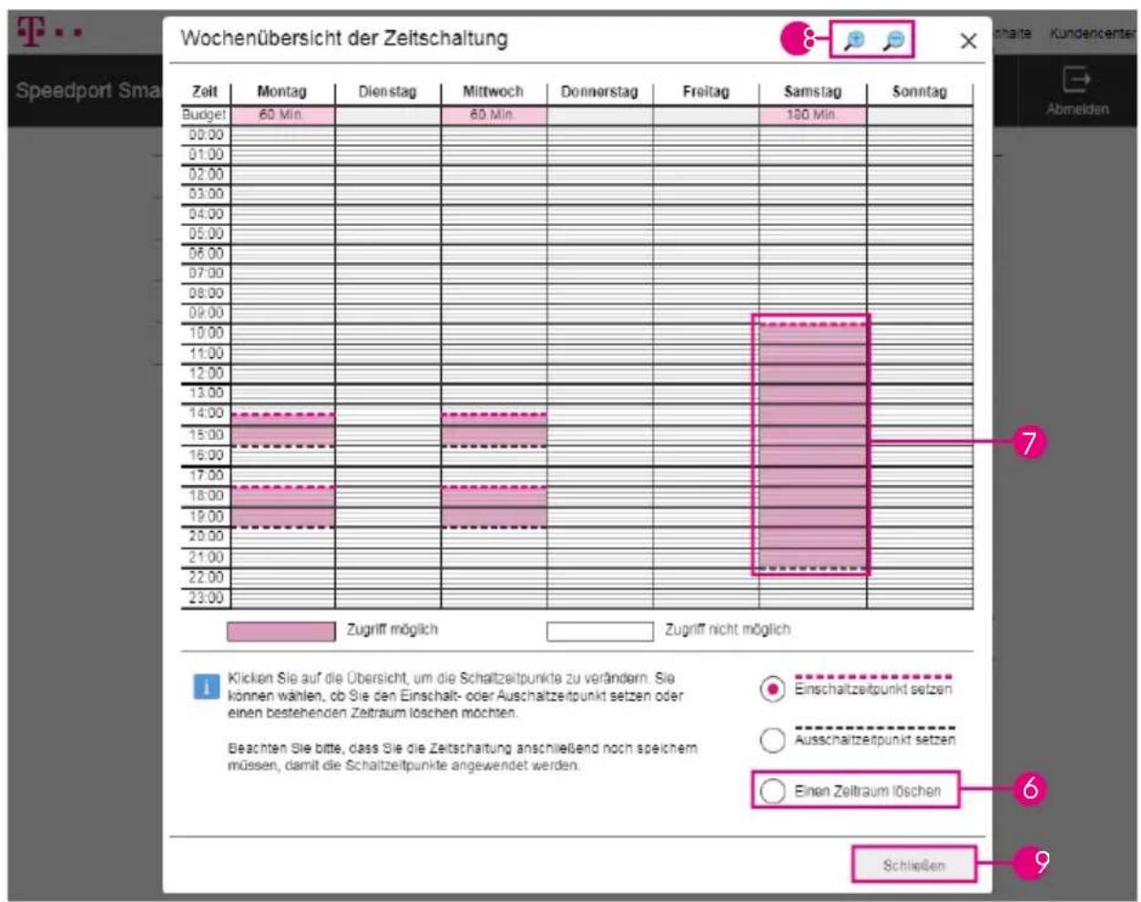 T-Mobile Speedport Smart 4R - Kinderschutz - Zeitschaltung über Wochenübersicht einstellen (Fortsetzung) - 1