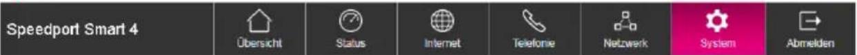Speedport Smart 4 Übersicht Status Internet Telefonie Netzwerk System Abmelden