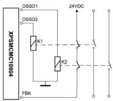 XPSMCMC10804 OSSD1 OSSD2 K1 FBK 24VDC