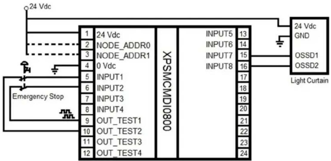 SCHNEIDER XPSMCMDI0800G - Anschlussbezeichnungen und Verdrahtungsplanbeispiel - 1