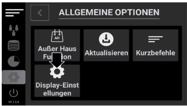 ALLGEMEINE OPTIONEN Außer Haus Fusion Aktualisieren Kurzbefehle Display-Einst ellungen