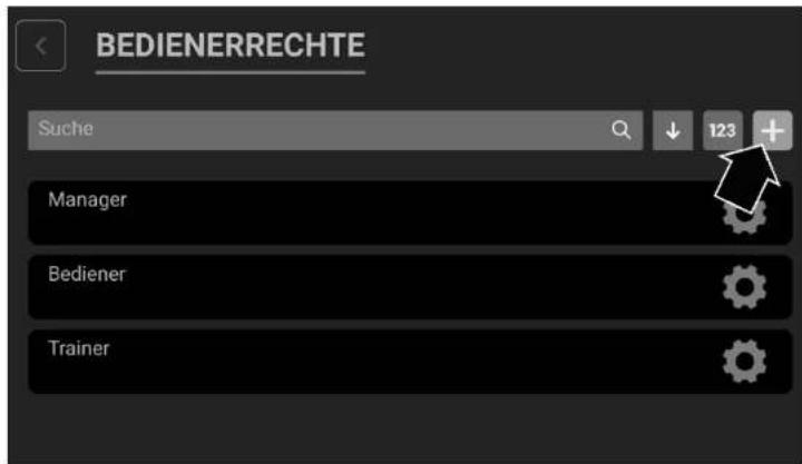 BEDIENERRECHTE Suche 123 + Manager Bediener Trainer