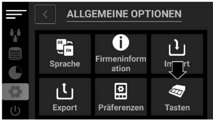 ALLGEMEINE OPTIONEN Sprache Firmeninformation Import Export Präferenzen Tasten