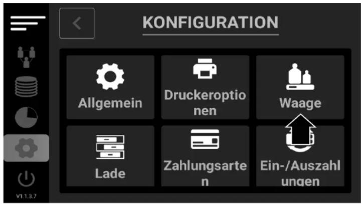 KONFIGURATION Allgemein Druckeroptionen Waage Lade Zahlungsarten Ein-/Auszahlungen