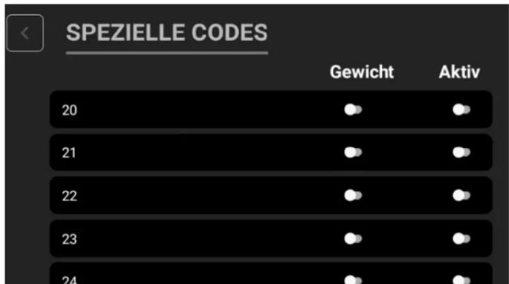 OLYMPIA K200+ - Spezielle Codes - 2