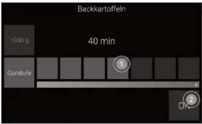 Backkartoffeln 1000 g 40 min Ganafure ① ②