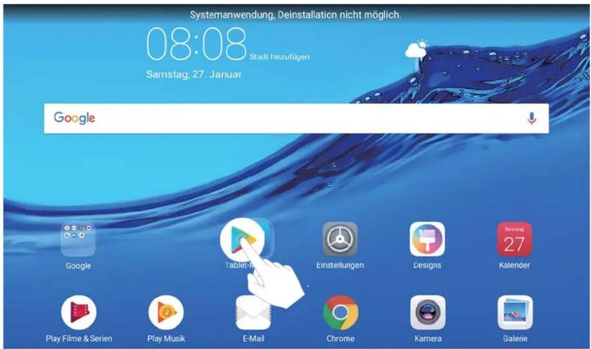 Systemanwendung, Deinstallation nicht möglich. 08:08 Stadt hinzufügen Samstag, 27. Januar Google Google Tablet-M Einstellungen Designs Kalender Play Filme & Serien Play Musik E-Mail Chrome Kamera Galerie
