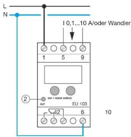 L N I 0,1...10 A/oder Wandler 1 5 9 2 set / reset select det EU 103 42 6 10