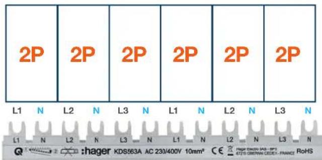 2P L1 N L2 N L3 N L1 N L2 N L3 N L1 N L2 N L3 N L1 N L2 N L3 N Q :hager KDS563A AC 230/400V 10mm² CE Page Ecuu SAB - RP3 6775 GREEN CHEDI - FRANCE RoHS