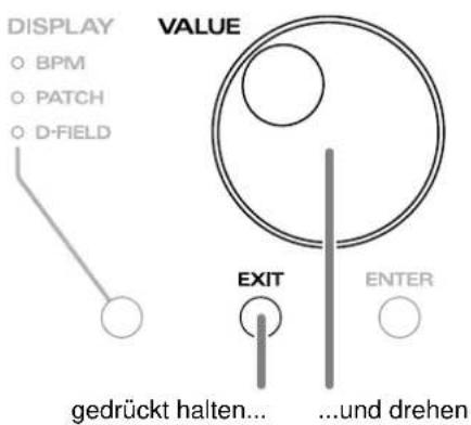 DISPLAY ○ BPM ○ PATCH ○ D-FIELD VALUE EXIT ENTER gedrückt halten... ...und drehen