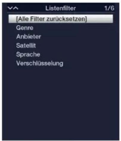 [Alle Filter zurücksetzen] Genre Anbieter Satellit Sprache Verschlüsselung