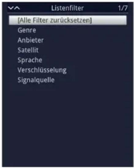 [Alle Filter zurücksetzen] Genre Anbieter Satellit Sprache Verschlüsselung Signalquelle