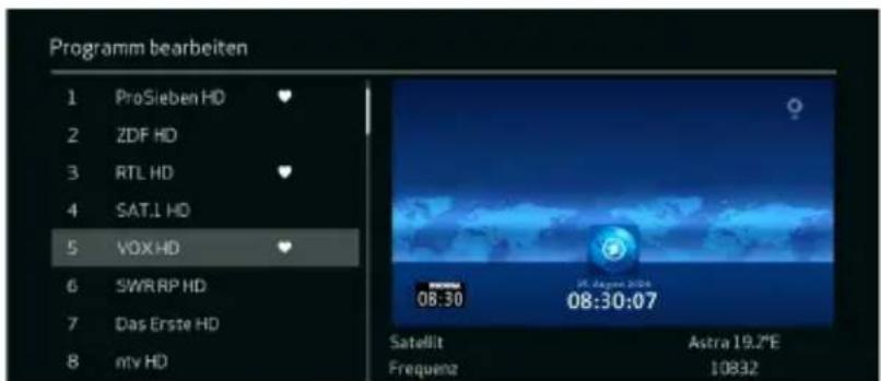 Programm bearbeiten 1 ProSieben HD 2 ZDF HD 3 RTL HD 4 SAT.L HD 5 VOX HD 6 SWR RP HD 7 Das Erste HD 8 mtv HD Satellit Astra 19.2°E Frequenz 10832