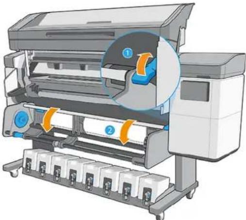 HP Latex 830 - Entnehmen einer Rolle aus dem Drucker - 3