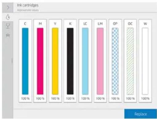 HP Latex 830 - Überprüfen des Status der Latex-Tintenpatronen - 1