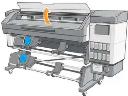 HP Latex 830 - Überprüfen des Druckmaterialpfads - 1