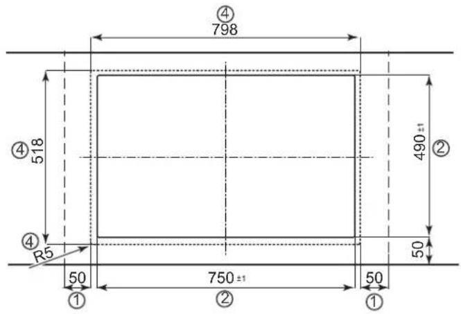 ④ 798 ④ 518 ④ R5 50 750±1 ② 490±1 50 50 ① ② ①