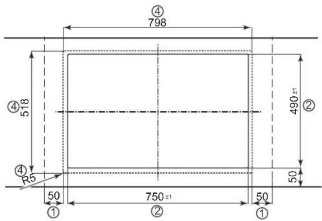 ④ 798 ④ 518 ④ R5 50 750±1 ② 490±1 50 50 ① ② ①
