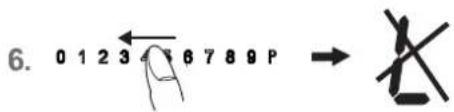 6. 0 1 2 3 6 7 8 9 P →